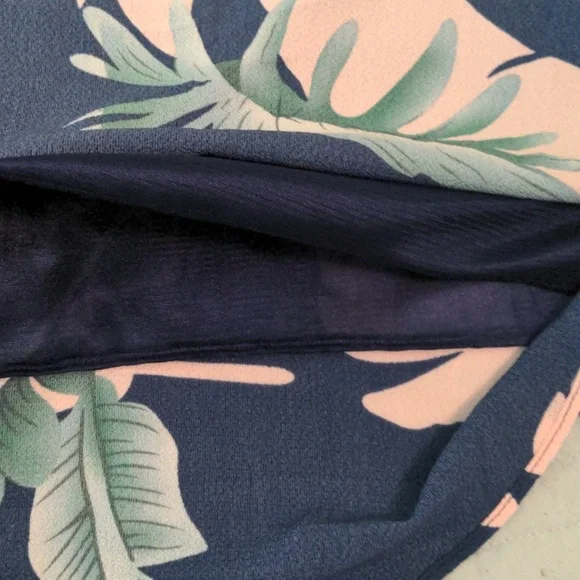 EUC✨medium high neck blue tropical print spaghetti strap dress - Picture 12 of 13